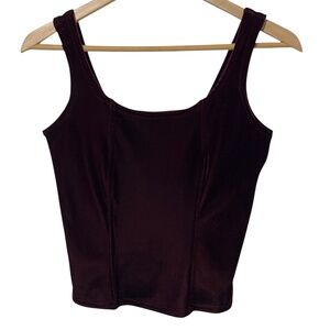 Stella Vintage Velvet Tank Top Womens Size M Cropped Deep Wine/Plum Autumn